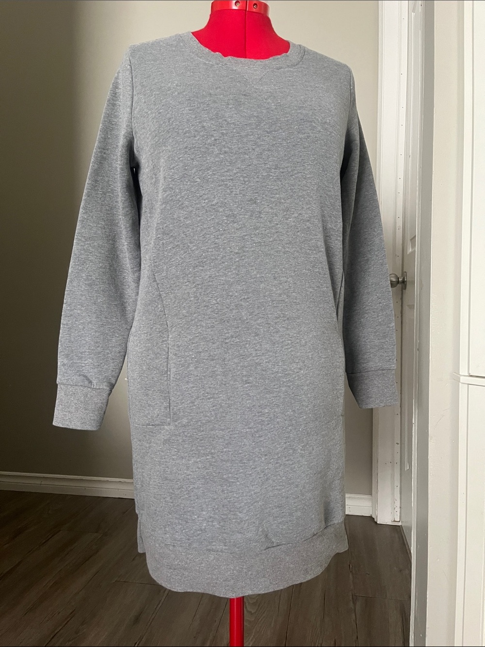 George Light Gray Long Sleeve Sweatshirt Dress
